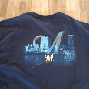 Majestic MLB Milwaukee Brewers T-Shirt 2XL Skyline Blue Cotton